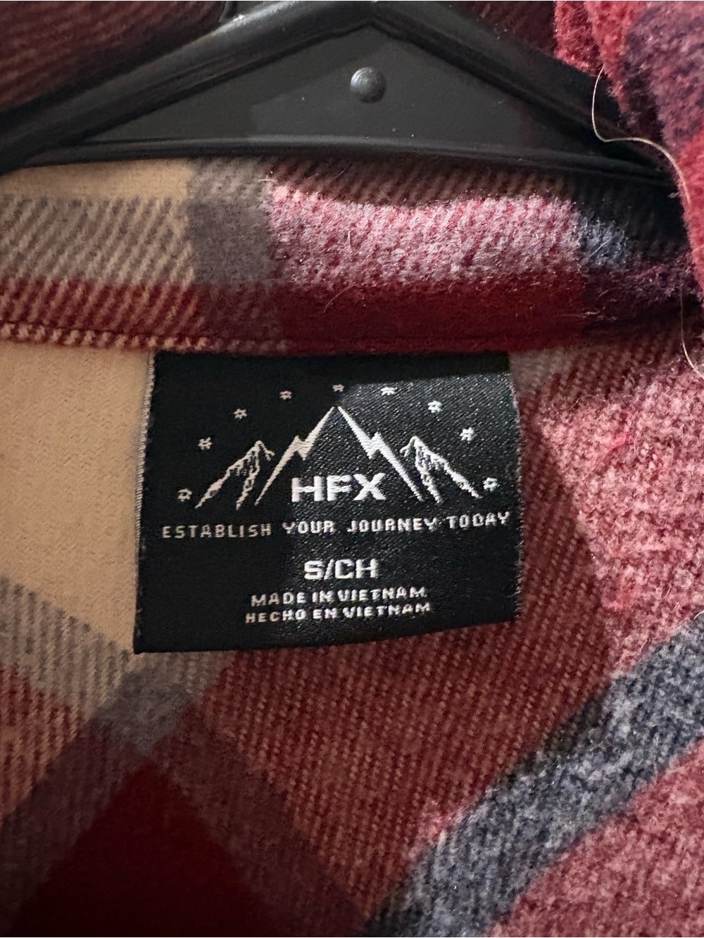 HFX Red Cream Plaid Button Front Fleece Flannel Shacket Jacket Size Small - Picture 2 of 3